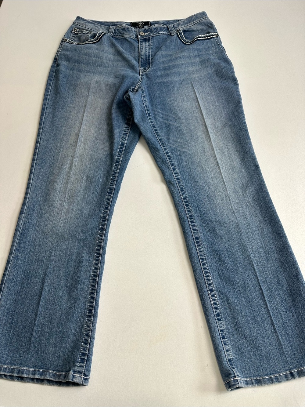 Cato‘s size 18‎ W boot cut denim jeans with heavy stitching embellished pockets